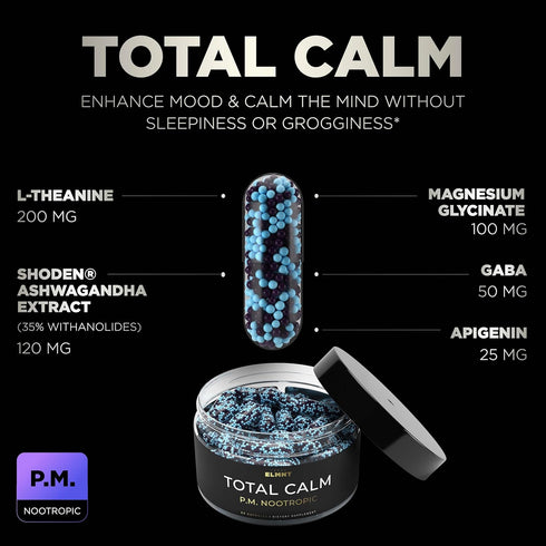 AMPM Nootropic Total Focus + Calm 9X Strength w. Caffeine, L-Theanine, Alpha GPC, L-Tyrosine, Ashwagandha - X-Release Energy Pills Nootropics Brai...