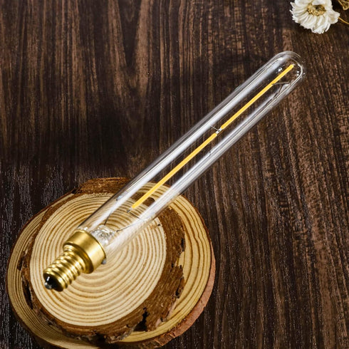 LEOOLS E12 Led Long Bulb,7.3Inch Long Tubular Light Bulbs,T6 B11 Candelabra Bulb 40 watt for Chandeliers,Clear Glass,Warm White,2700K 400LM 4W Dim...