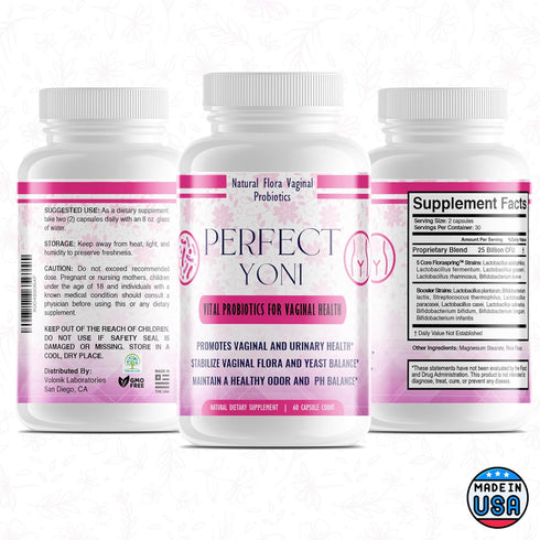 Perfect Yoni Female Vaginal Probiotics - 60 Capsules of Probiotics for Women with Lactobacillus Acidophilus & Lactobacillus Gasseri, Organic Women...