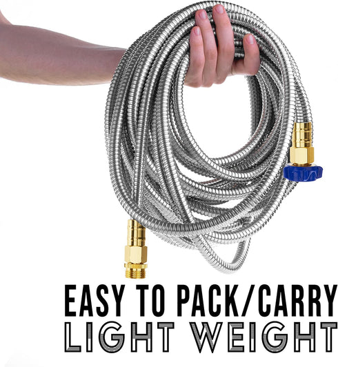 Tardigrade Steel Hose 5FT Metal Garden Hose Short - 304 Stainless Steel Water Hose 5 FT Dog Chew Crush Proof, Flexible, Heavy Duty Brass No Kink, ...
