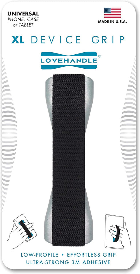 LOVEHANDLE Tablet/XL Grip for Most Tablets and Large Smartphones - Black Elastic Strap Finger Grip with Grey Base (LHT-01-Grey)......