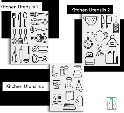 Della Bella Kitchen Cabinet and Drawer Label 81 Stickers Set Home Organization Labels Kitchen Utensil Sticker Kitchen Pantry Cupboard Drawer Airbn...