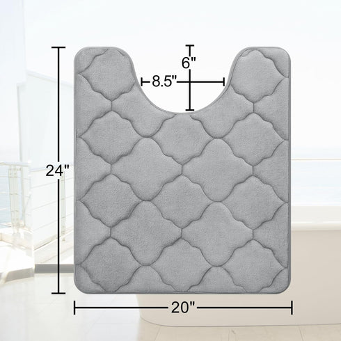 OLANLY Memory Foam Toilet Rugs U-Shaped 24x20, Ultra Soft and Absorbent Bathroom Rugs, Non-Slip Thick Toilet Bath Mat, Machine Wash Dry, Contour B...
