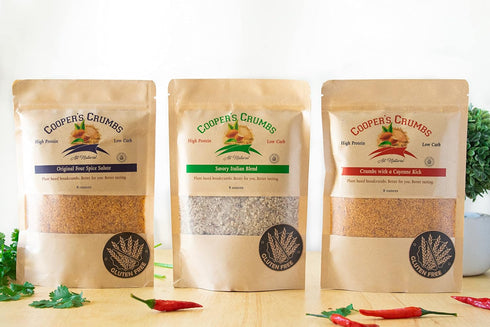 Cooper's Crumbs All Natural Gluten Free Low Carb Bread Crumb Alternative, High Protein, Vegan, Certified Kosher, Paleo, Keto (Crumbs with a Cayenn...