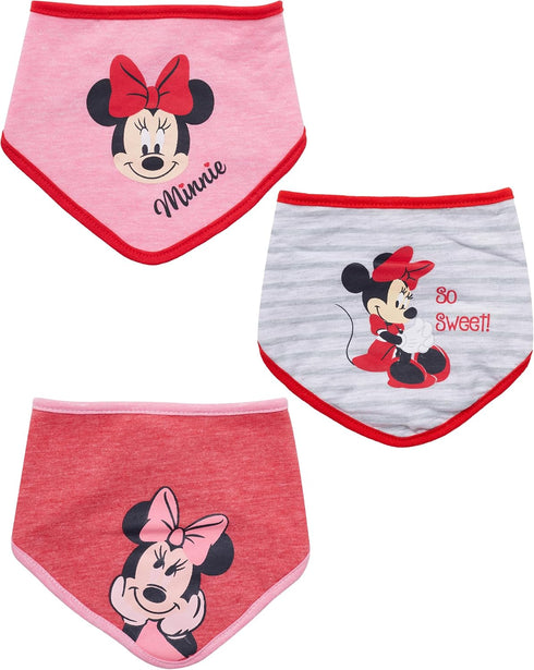 Disney Baby Girls' Bandana Bibs 3 Pack Set for Feeding, Teething, and Drooling, Red/Grey/Pink...