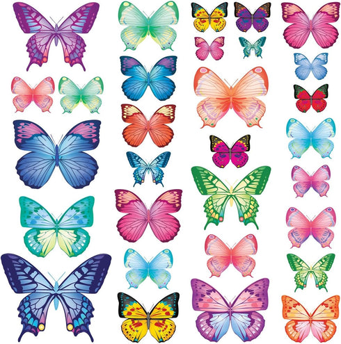 DECOWALL DS9-1302 30 Vibrant Butterflies Kids Wall Stickers Wall Decals Peel and Stick Removable Wall Stickers for Kids Nursery Bedroom Living Roo...