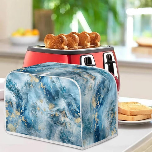 ZDCUSTOM Blue Marble Toaster Cover Dust for Kitchen, Quilted 4 Slice Toaster Appliance Dustproof Fingerprint Protectors and Greasy Protection Anti...