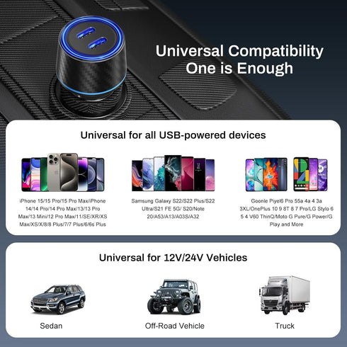Car Charger for iPhone 3Pack Dual Port USB C Cigarette Lighter Adapter 2.4A Boxeroo USBA Car Plug Charger for iPhone 15 14 13 12 11 Pro Max 10 SE ...