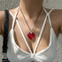 Chunky Puffy Heart Choker Necklace, Big Heart Pendant Adjustable Velvet Chain Heart Necklaces Y2K Trendy Jewelry Accessories for Women Teen Girls...