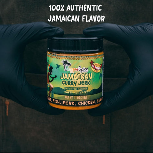REGGAE SPICE Jamaican Curry Jerk Seasoning Authentic Wet Rub Marinade Sauce - Perfect for Beef, Pork, Chicken, Seafood, and Vegetables - 11 OZ, Sw...
