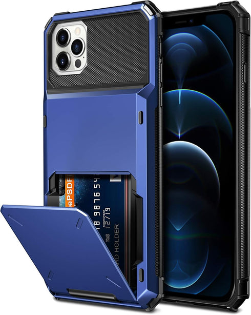 Vofolen Compatible with iPhone 12 Pro Max Case 5G Wallet 4-Card Slot Credit Card Holder Flip Hidden Pocket Dual Layer Hybrid TPU Bumper Armor Prot...