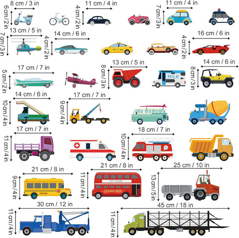 decalmile Cars Wall Stickers Transports Kids Room Wall Decor Peel and Stick Wall Decals for Boys Children's Room Nursery Bedroom Classroom...