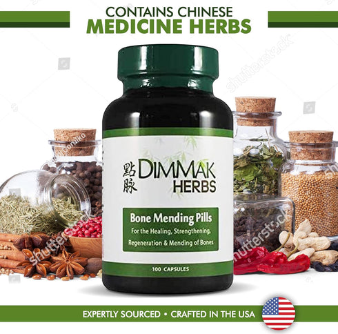 Certified Organic Bone Mending Pills by Dimmak Herbs, Bone Fracture Healing Supplement, Bone Strengthening Pills, Chinese Medicine Herbs - 100 cap...
