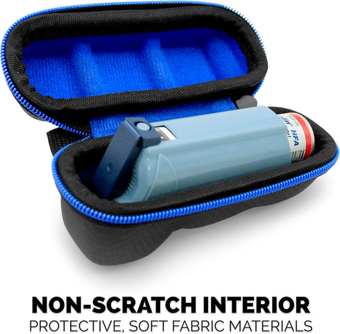 CASEMATIX Asthma Inhaler Travel Case with Lanyard and Clip-on Keychain Carabiner, Includes Inhaler Holder Case Only, Black...