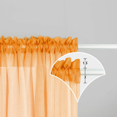 Orange and Green Curtains 63 Inch Length for Bedroom Decor Set 1 Panel Pocket Window Sheer Drape Semi Transparent Sea Turquoise Ombre Sunset Curta...