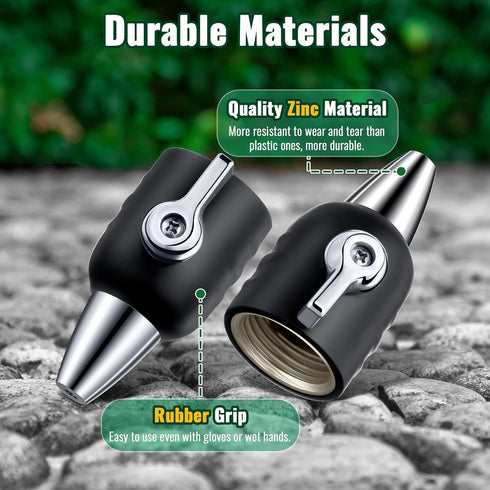 Feekoon Jet Nozzle with Shut Off, 3/4" GHT Sweeper Garden Hose End Zinc Nozzle with Shut Off Valve, Water Hose Sprayer Jet Nozzle for Garden Water...