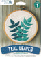 Leisure Arts Embroidery Kit 4" Teal Leaves - cross stitch kits for beginners - embroidery kit for beginners - embroidery kits for adults - embroid...