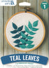 Leisure Arts Embroidery Kit 4" Teal Leaves - cross stitch kits for beginners - embroidery kit for beginners - embroidery kits for adults - embroid...