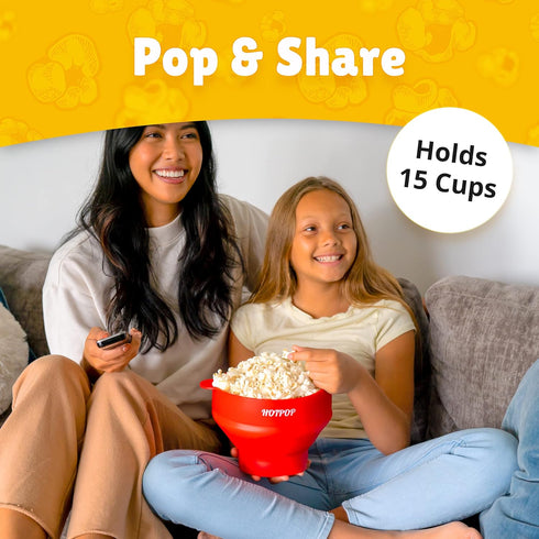 The Orginal HotPop Silicone Popcorn Maker - Microwave Popcorn Popper with Handles - Collapsible Bowl, Heat-Resistant, Easy to Clean, Ideal for Fam...