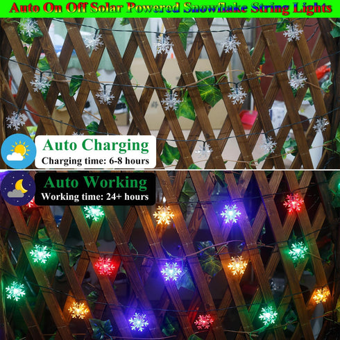 Christmas Decorations Outside Solar Snowflake Lights, 50LED Bright and Long-Lasting Solar Christmas Lights Outdoor Waterproof Decorations, Snowfla...