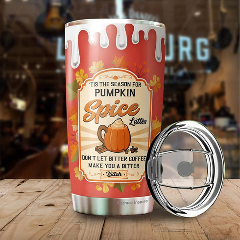 The Season for Pumpkin Spice Tumbler 20Oz - Pumpkin Halloween Tumbler 20Oz Pack 1 - Stainless Steel Travel Tumbler - Halloween Cup Gift for Men, W...