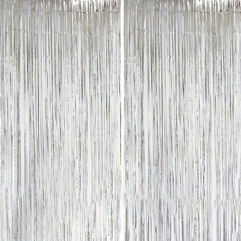 Dazzle Bright 2 Pack Backdrop Curtain, 3FT x 8FT Metallic Tinsel Foil Fringe Curtains Photo Booth Background for Baby Shower Party Birthday Weddin...