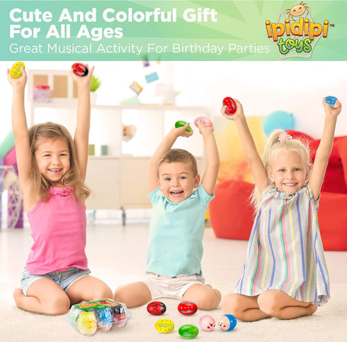 Egg Shakers Maracas for Kids - 6 Pack - Natural, Wooden Musical Toy Percussion Instruments for Kids - Montessori Sound Making Shakers...