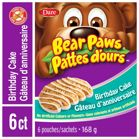 Dare Bear Paws Birthday Cake Soft Cookies 168g - Peanut Free - {Imported from Canada}...