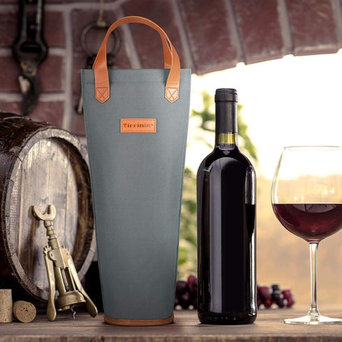 Tirrinia Single Wine Gift Tote Bag, Insulated Padded Thermal Wine Bottle Carrying Cooler Carrier for Travel, Picnic, Great Gift for Wine Lover, Gr...