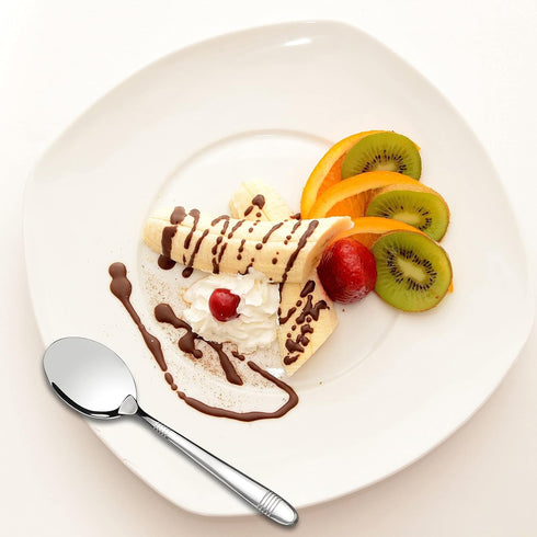 12-Piece Stainless Steel Dessert Spoons, Small Spoon...