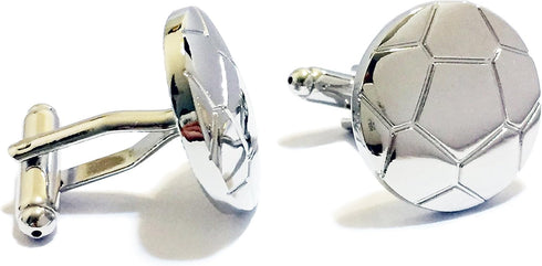 Silver Soccer Ball Association Football Cufflinks...