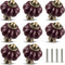 Deep Purple Ceramic Knobs 12 Pack - Pumpkin Cabinet Knobs Retro Dresser Knobs - Vintage Drawer Pulls with Screws for Closet Drawer Cupboard Cabine...