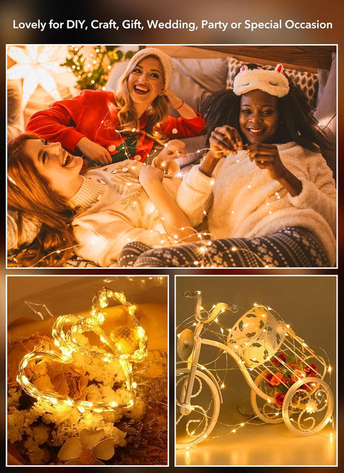 Minetom 12 Pack Fairy Lights Battery Operated -7ft 20 LED Silver Wire String Lights, Waterproof Mini Firefly Lights for DIY, Wedding, Mason Jars, ...