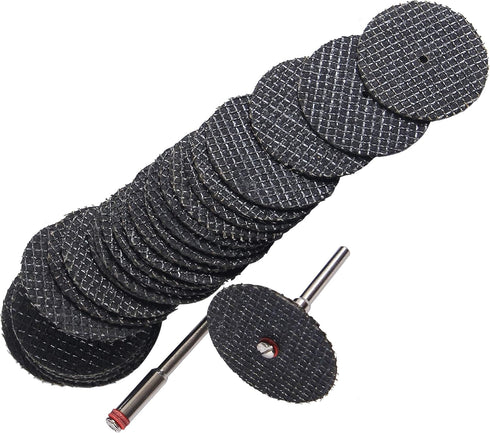 Fiberglass Reinforced Cut-off Wheels Discs Kit 1 1/4 inch Diameter 25 Pieces + 2 Mandrel For Dremel Rotary Tool 426 426b Compatible...