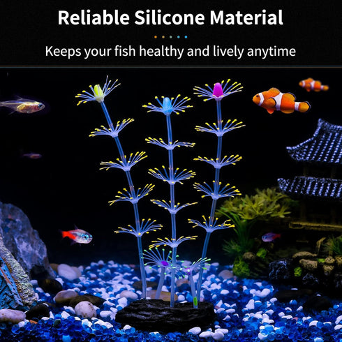 Uniclife Strip Coral Plant Ornament Glowing Effect Silicone Artificial Decoration for Fish Tank, Aquarium Landscape - Orange...