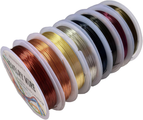 MIANDTOYA Copper Wire for Jewelry Making 8 Rolls 0.51mm 24 Gauge 10M Metal Soft Thin Gold Silver Beading for Supplies Crafts Floral Modeling DIY P...