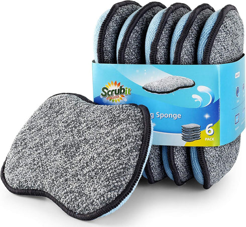 Multi-Purpose Scrub Sponges for Kitchen by Scrub- it - Non-Scratch Microfiber sponge along with Heavy Duty Scouring power - Effortless Cleaning of...