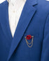 Maroon Rose with Double Hanging Chain Lapel Pin, Brooch Suit Stud, Shirt Studs Men's Accessories...