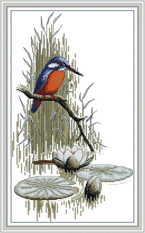 Rosyfoxes Cross Stitch Kits Stamped Full Range of Embroidery Starter Kits for Beginners DIY 11CT 3 Strands - Birds by The River 34×55cm...