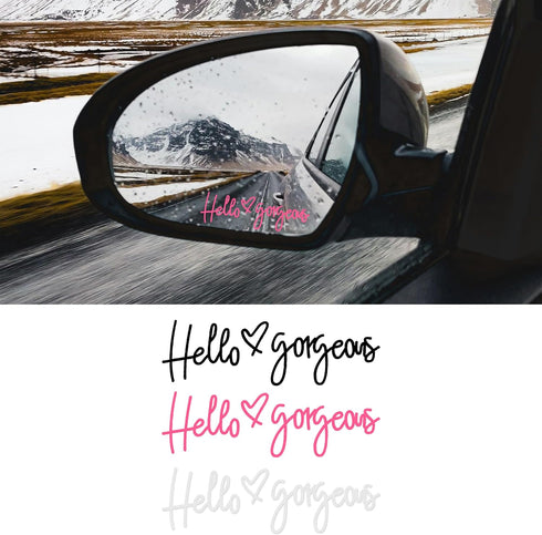 3Pcs Hello Gorgeous Car Rearview Mirror Decals, Vanity Mirror Stickers, Cute Window Vinyl Decal, Car Decal for Women, Fancy Girl Car Accessories...