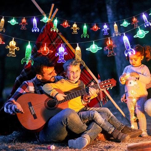 20 LED Children's Room LED String Light Astronaut Spaceship Rocket Pendants Holiday Party Lights Wall Window Nursery or Kids room Decor Wedding Ar...