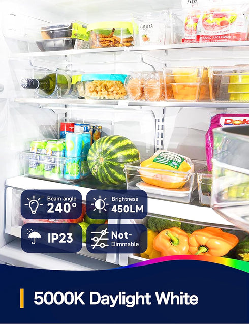 Refrigerator Light Bulb, A15 LED Fridge Light Bulb 120V, E26 Base 5W Equivalent 40W Light Bulb, Daylight 5000K Waterproof, E26 LED Bulbs for Freez...