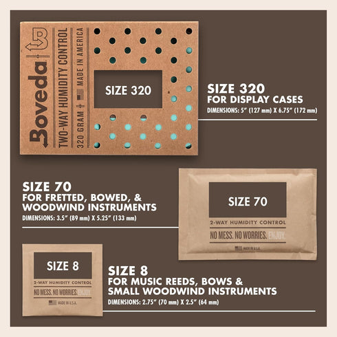 Boveda 49% Two-Way Humidity Control Packs for Music Bows & Small Woodwinds – Size 8 – 10 Pack – Moisture Absorbers for Small Instrument Cases – Hu...
