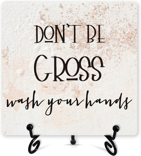 Bathroom Desk Decor, Don't Be Gross Wash Your Hands Sign With Iron Stand, Funny Bathroom Gifts For Women Men, Bathroom Quote Sign For Farmhouse Ho...