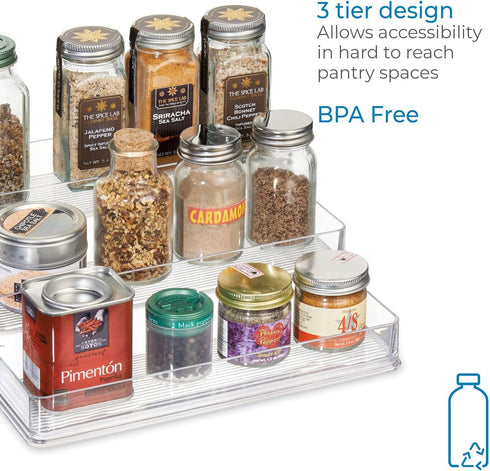iDesign 3-Tier Spice Rack Organizer for Cabinets, Pantry or Countertop - Clear - Made in USA...