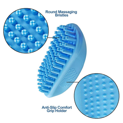 Dog Bath Brush, Massaging Pet Brush Scrubber, Silicon Shampoo Brush with Rubber Bristles, Removes all Loose Fur, Brush for Long, Medium, and Short...