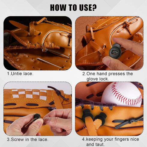 10pcs Baseball Glove Lace Locks, Black Lace Locks Gloves with Springs No Knot Required Strong Elasticity Plastic Cord Locks Baseball Glove Accesso...