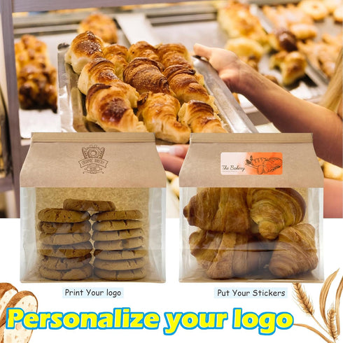 BIUBIU Large Bread Bags for Homemade Bread Sourdough Bread Bags Bakery Bags with Window Bread Loaf Bags Round Roll Buns Baked Loaves Packaging Bro...