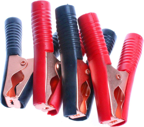 NOYITO Alligator Clips 2 Black 2 Red Metal Spring Durable 50A 75A 100A for Battery Electric Test Clips Lead Probe Alligator Clamps (100A, Black Re...