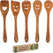 MFC 5-Piece Wooden Cooking Spoons - Kitchen Spatula Set from Natural Cherry Wood - Wooden Spoons for Cooking - Funny Utensil Set with Smiley Faces...